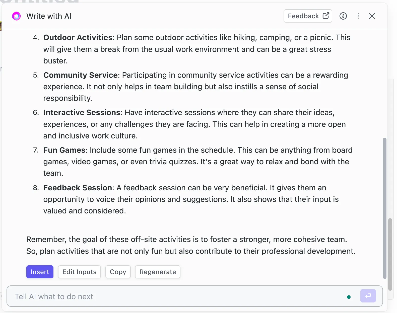 ClickUp Write mit KI-Beispiel