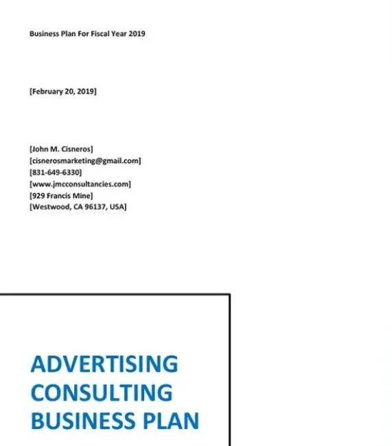 Modèle de forfait Business pour une agence de conseil en publicité par Templet.net