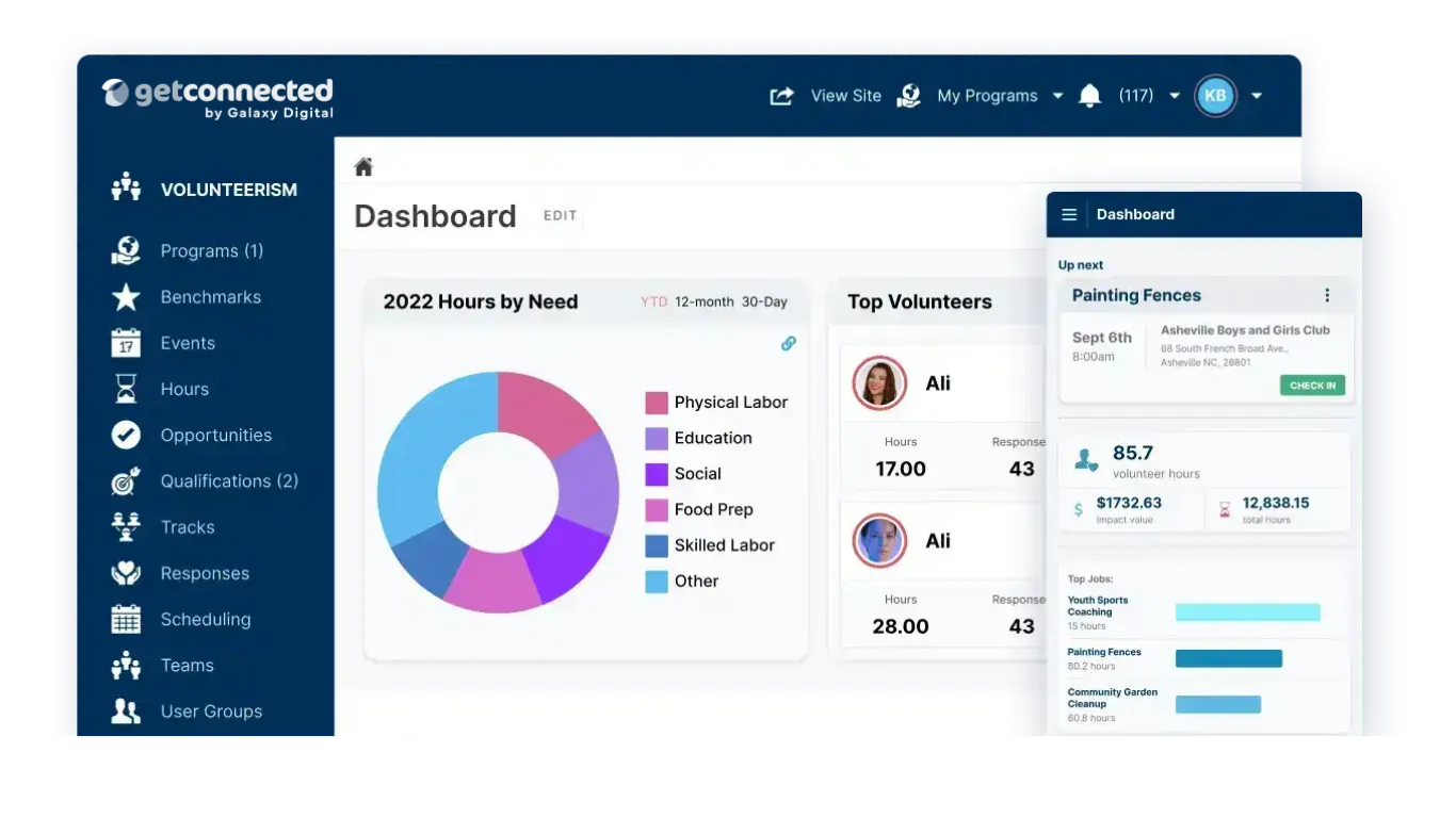 GetConnected von Galaxy Digital: Eine Plattform, die Freiwillige mit Einsatzmöglichkeiten zusammenbringt und das Engagement in verschiedenen Gemeinschaften verwaltet