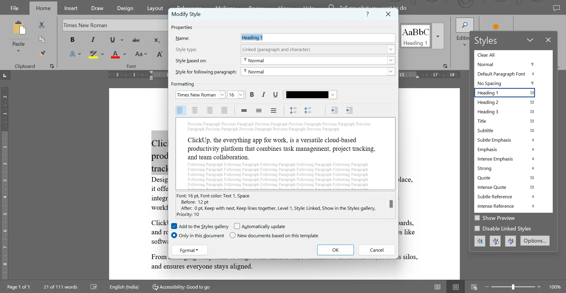 Upravte styly tak, aby bylo zachováno jednotné formátování: Jak zvýrazňovat text v aplikaci Word