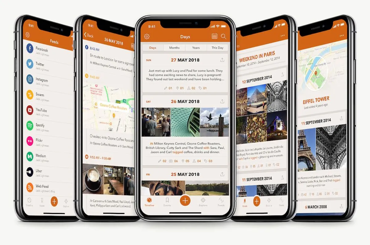 Digitale Tagebuch-Apps: Momento Mobile App Ansicht