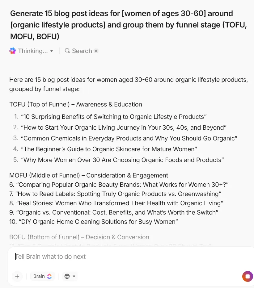 Generate 15 ide artikel blog untuk [target audiens] seputar [topik] dan kelompokkan berdasarkan tahap funnel (TOFU, MOFU, BOFU)

kasus penggunaan ChatGPT dalam pemasaran