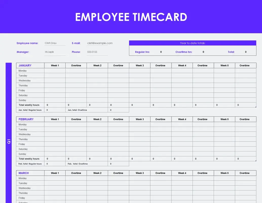 Modello di cartellino orario dei dipendenti: modelli Excel per le risorse umane