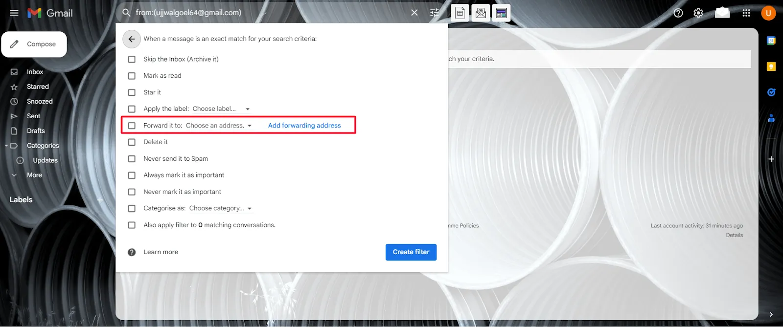 Imposta l'indirizzo di inoltro in Gmail