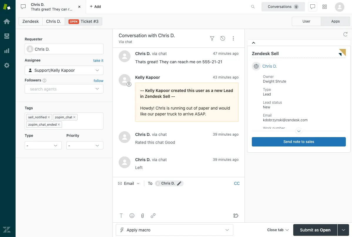 Zendesk-dashboard: AI-CRM-software