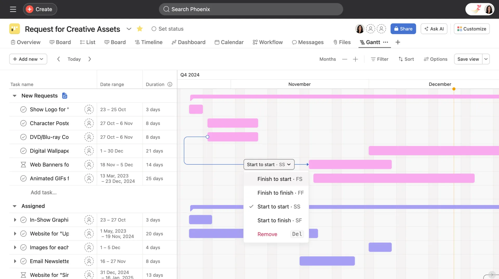 출처: Asana: 최고의 AI 간트 차트 소프트웨어