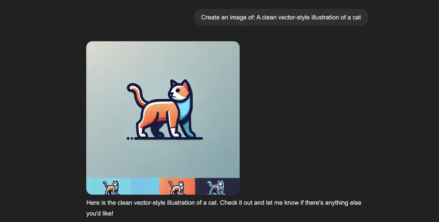 Exemplos de prompts negativos de IA: ilustração em estilo vetorial de um gato