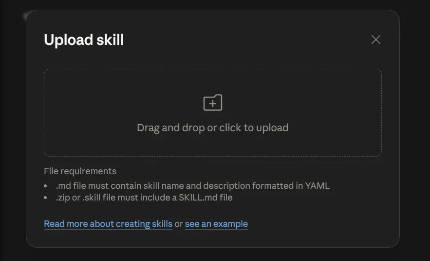 ClaudeへのSkillsフォルダのアップロード