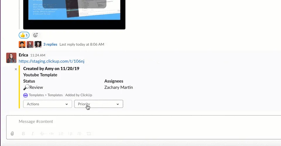 ClickUp a partir do seu canal do Slack: Casos de uso do Slack