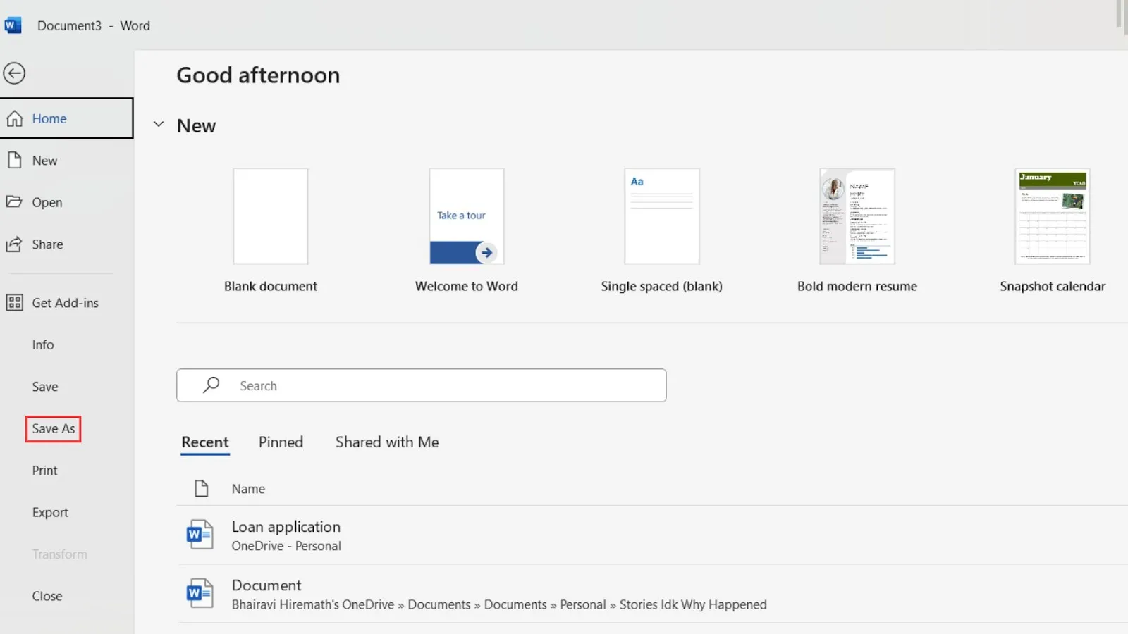 อินเตอร์เฟซของ Microsoft Word