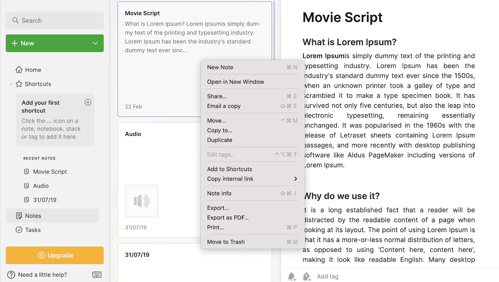 evernote'tan dışa aktarma adım 2