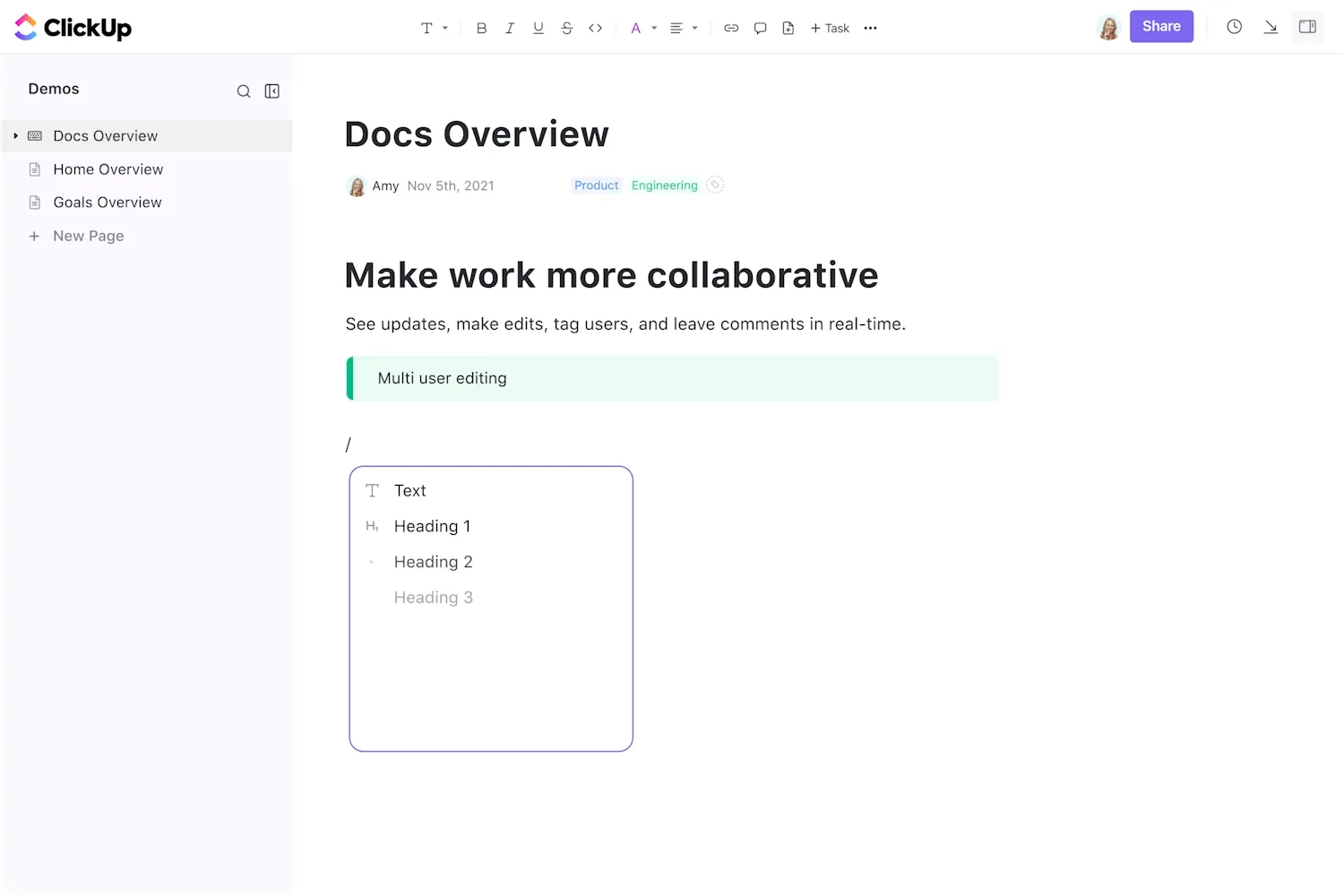 ClickUp documents