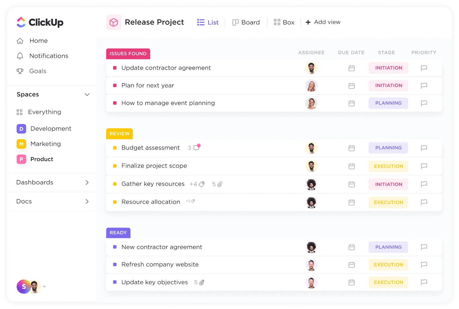 ใช้ ClickUp Tasks สำหรับวิธีการเขียนหนังสือแจ้งล่วงหน้า 2 สัปดาห์