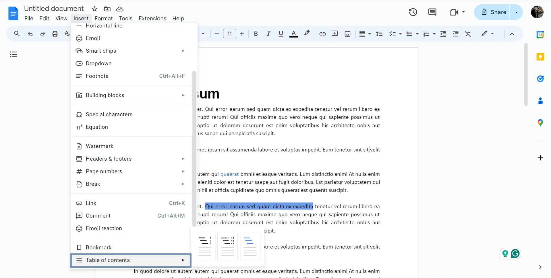 Cách tùy chỉnh Tài liệu Google bằng cách thêm mục lục