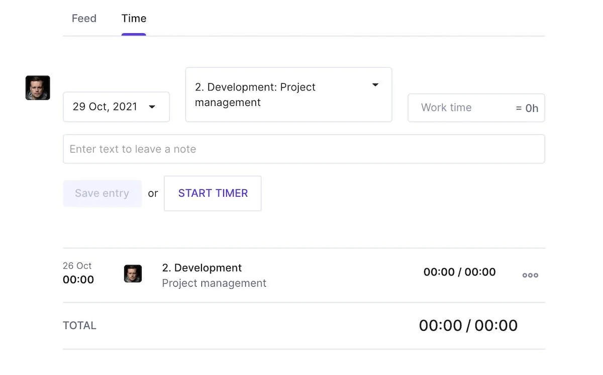 Control de tiempo en agencias: captura de pantalla de la herramienta de control de tiempo de Productive.