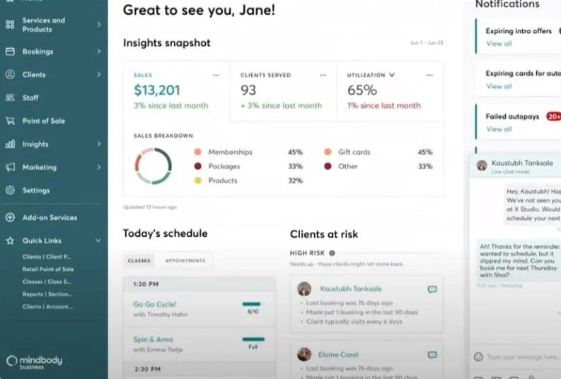 Software di gestione dei membri: panoramica di Mindbody Insights