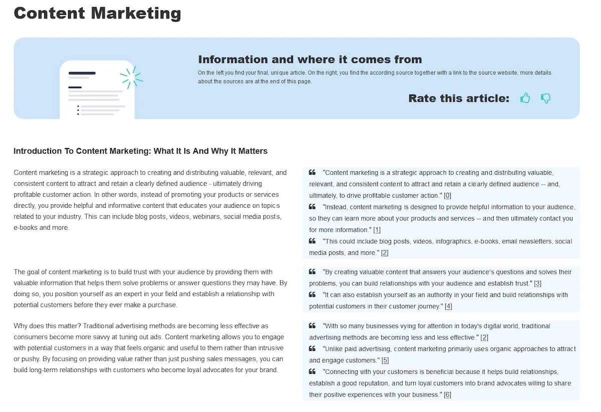 Esempio di contenuto marketing di AI-Writer