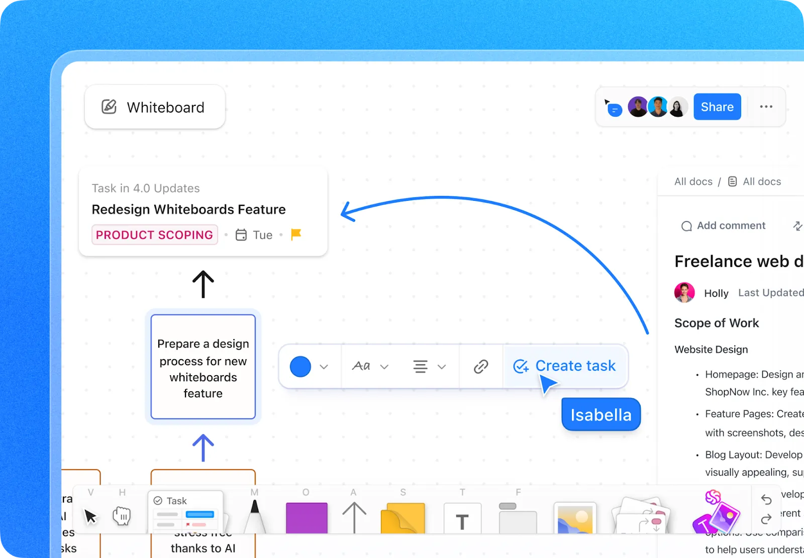 Tableau blanc ClickUp