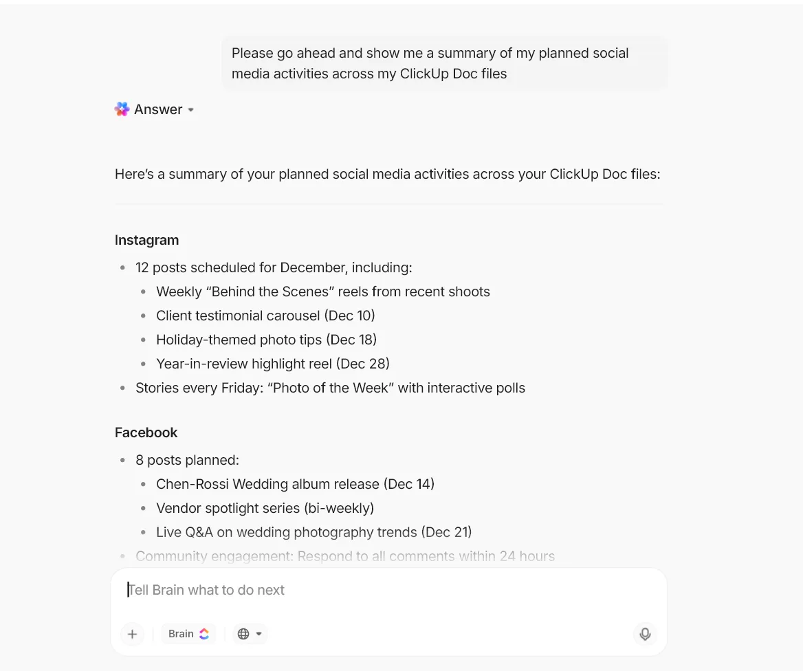 ClickUp Brain: Bing IA Indicaciones