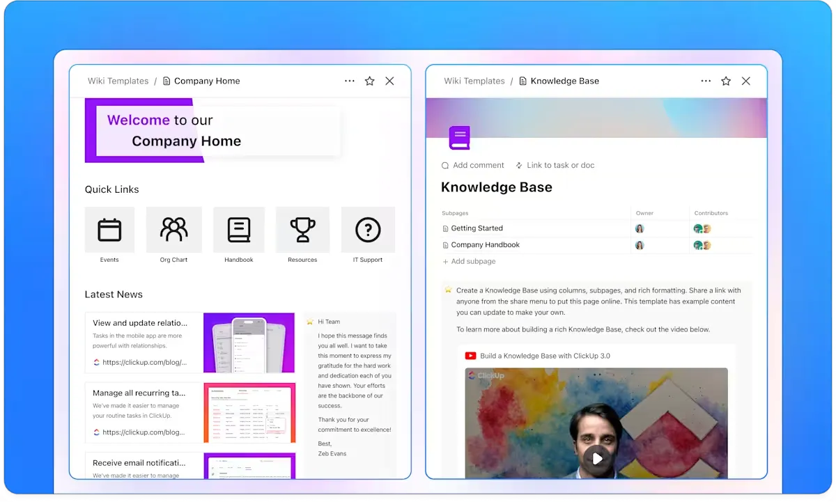 ClickUpドキュメントでwikiスタイルのナレッジベースを作成