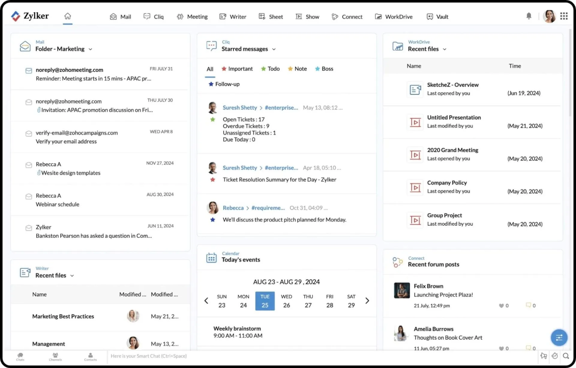 Zoho Workplace: Hjälper team att logga information på ett tydligt sätt för att maximera arbetsflödets tydlighet och fördelar.