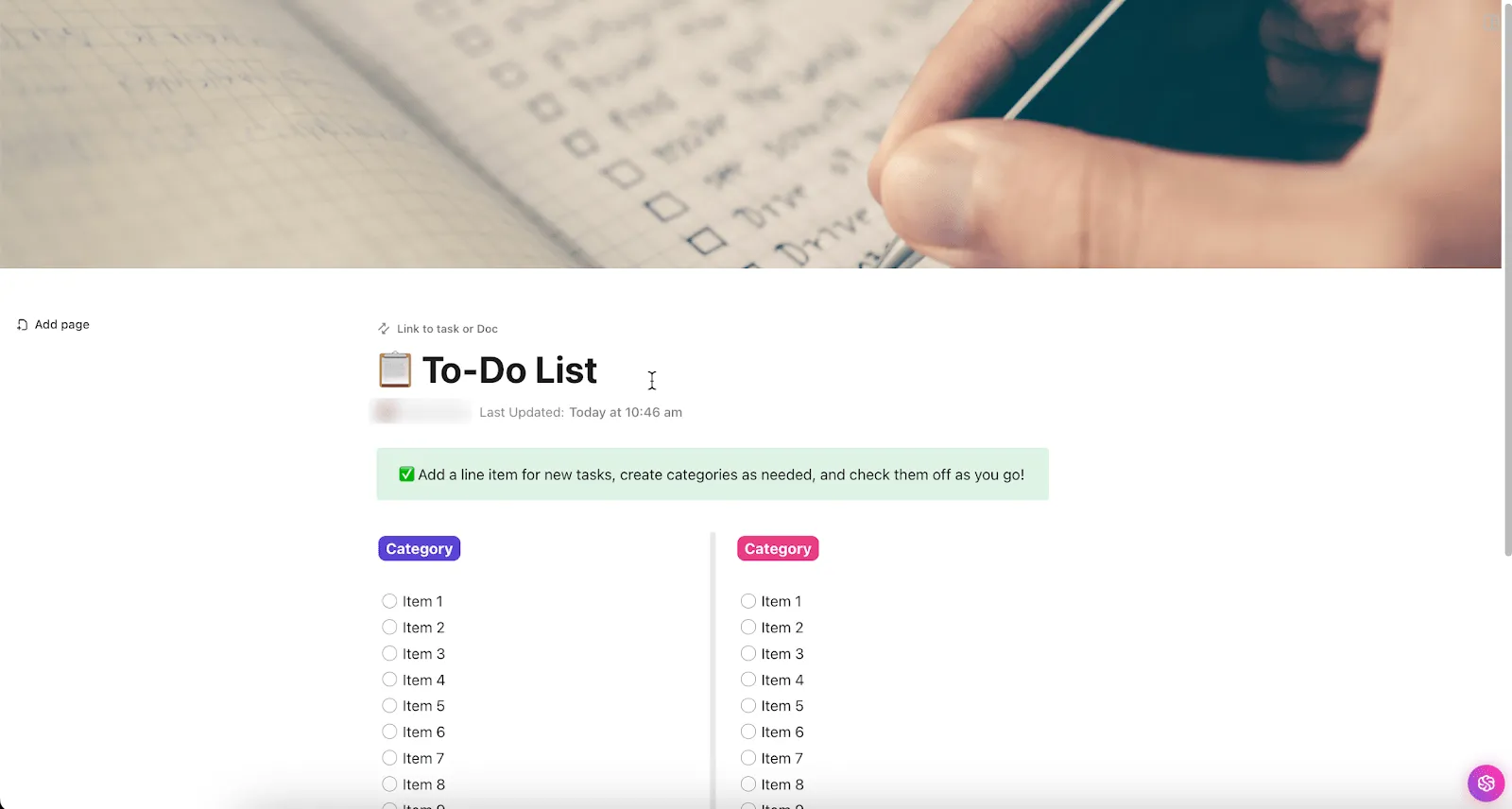 ClickUp Yapılacaklar Liste Şablonu