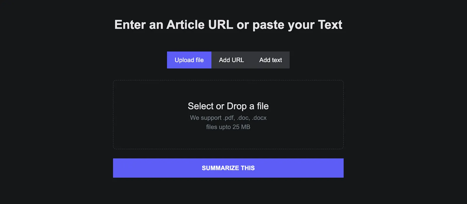 Encurtador de texto: TLDR This