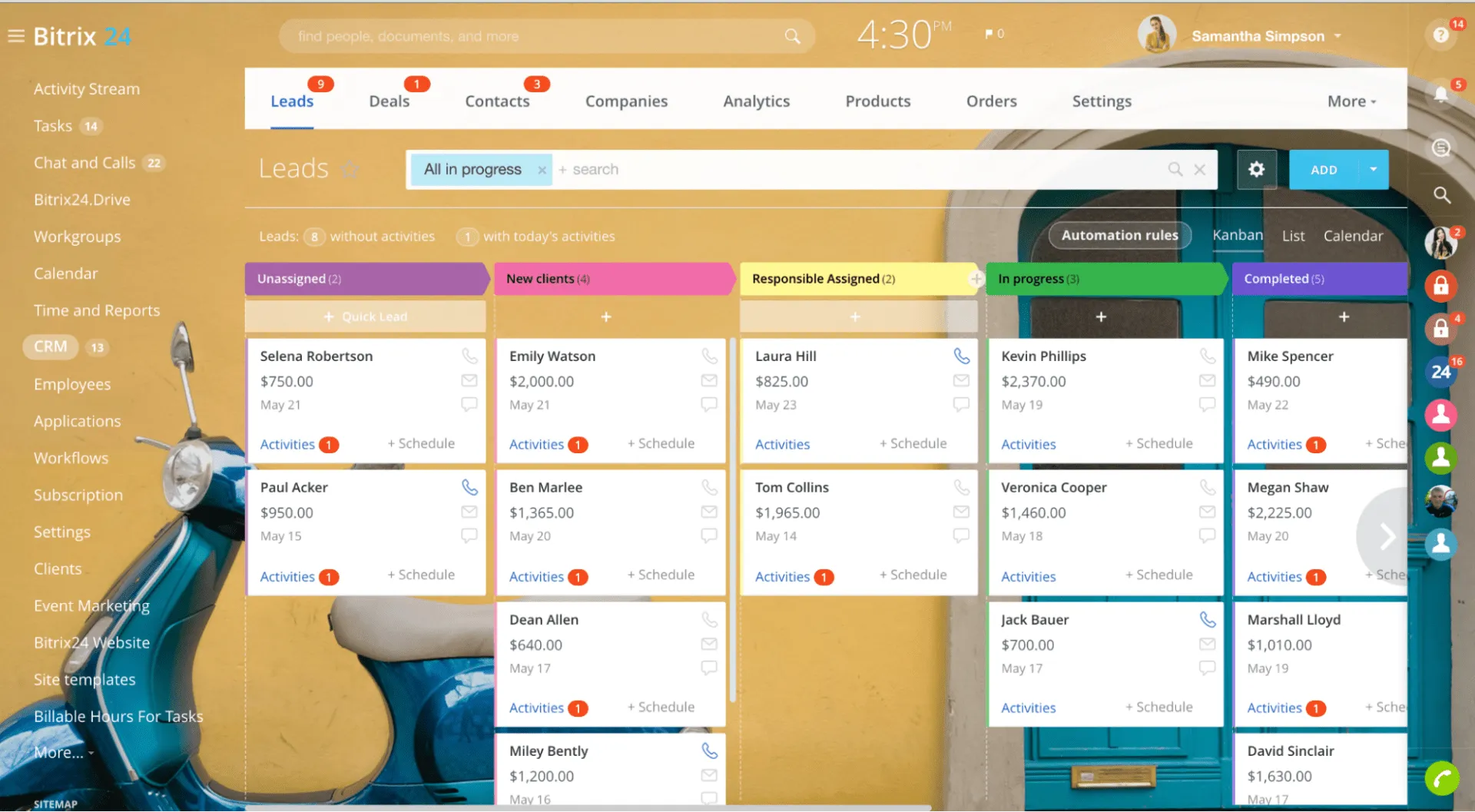 Visualizzazione del calendario bitrix24