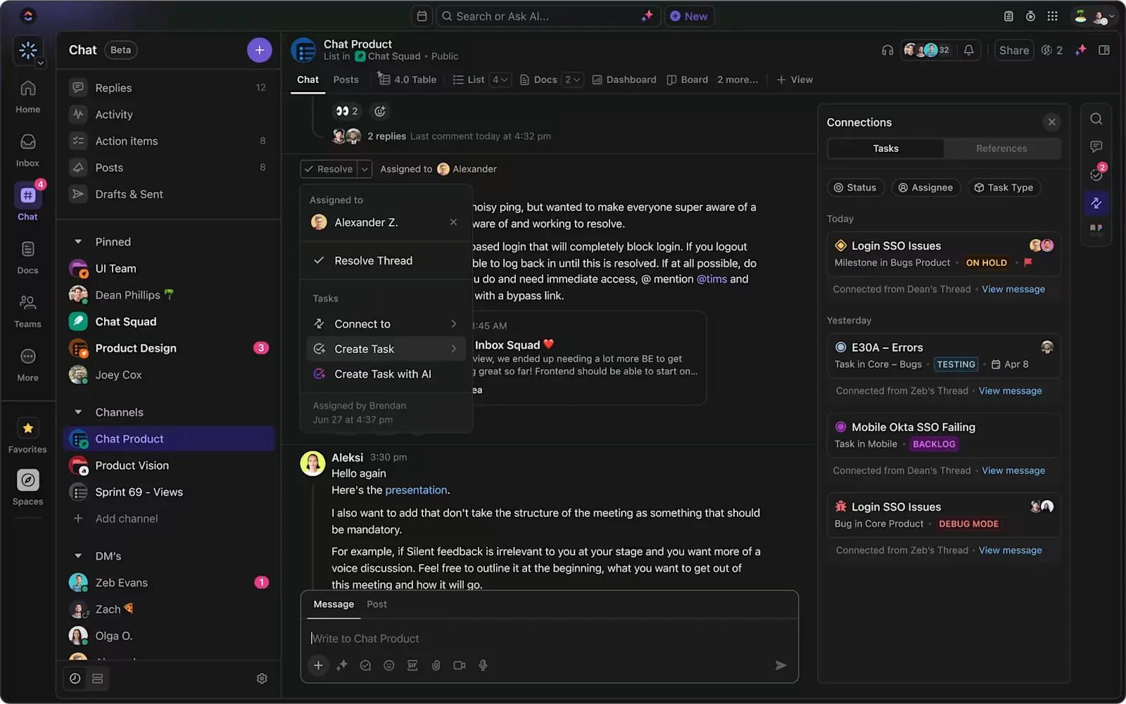 ClickUp Chat: alternativa a Microsoft Teams