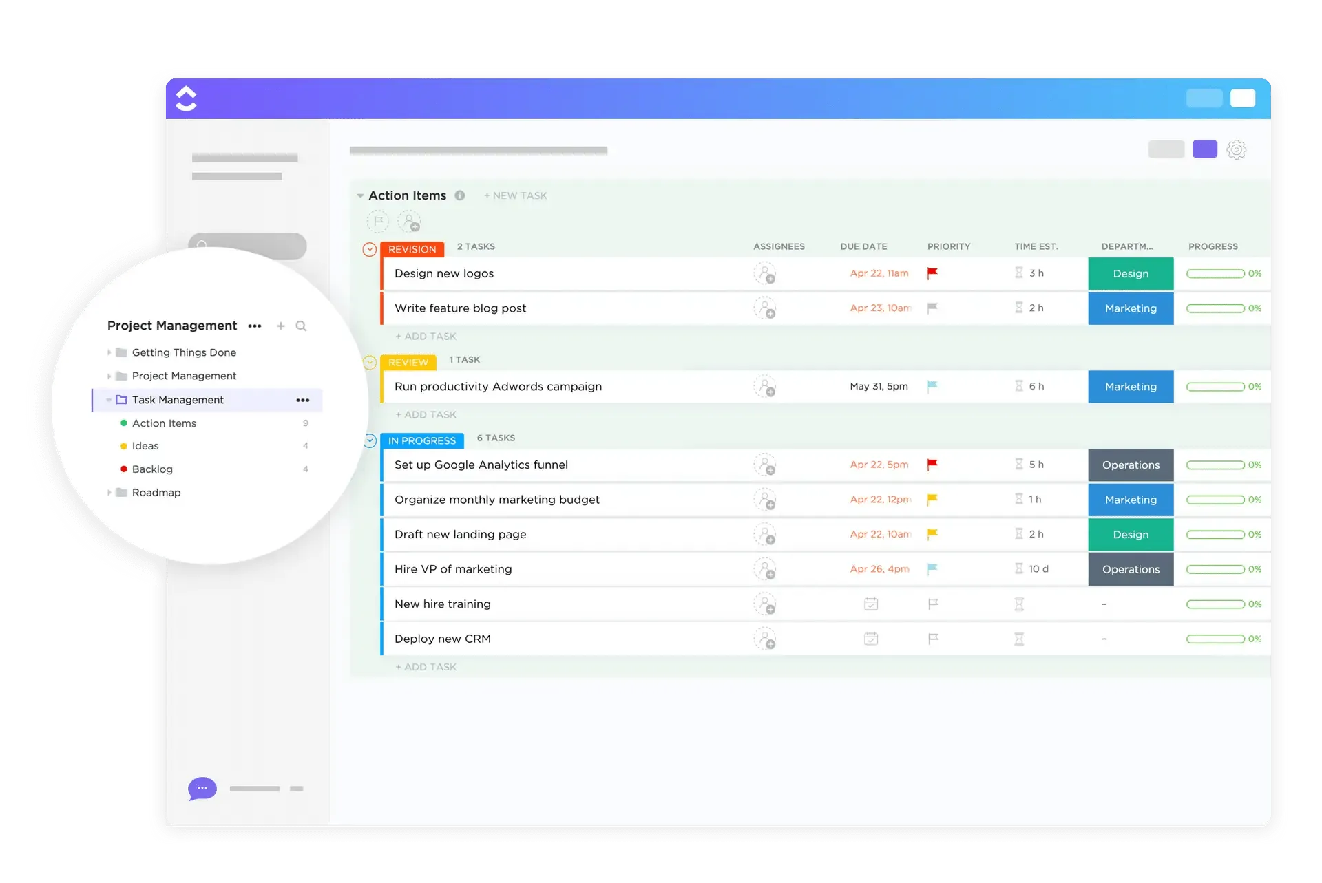 Restez au top de vos tâches grâce au modèle de gestion des tâches sur ClickUp