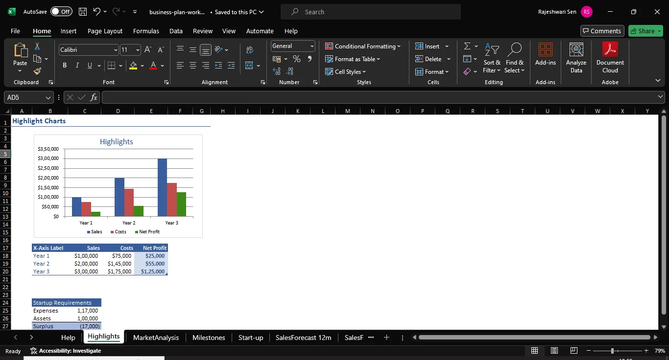 Modèle de forfait Business Excel par Vertex42