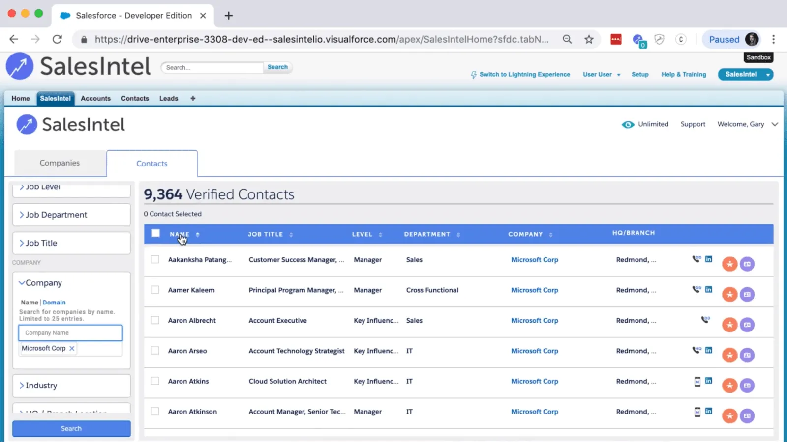 Salesintel: قاعدة بيانات جهات الاتصال B2B