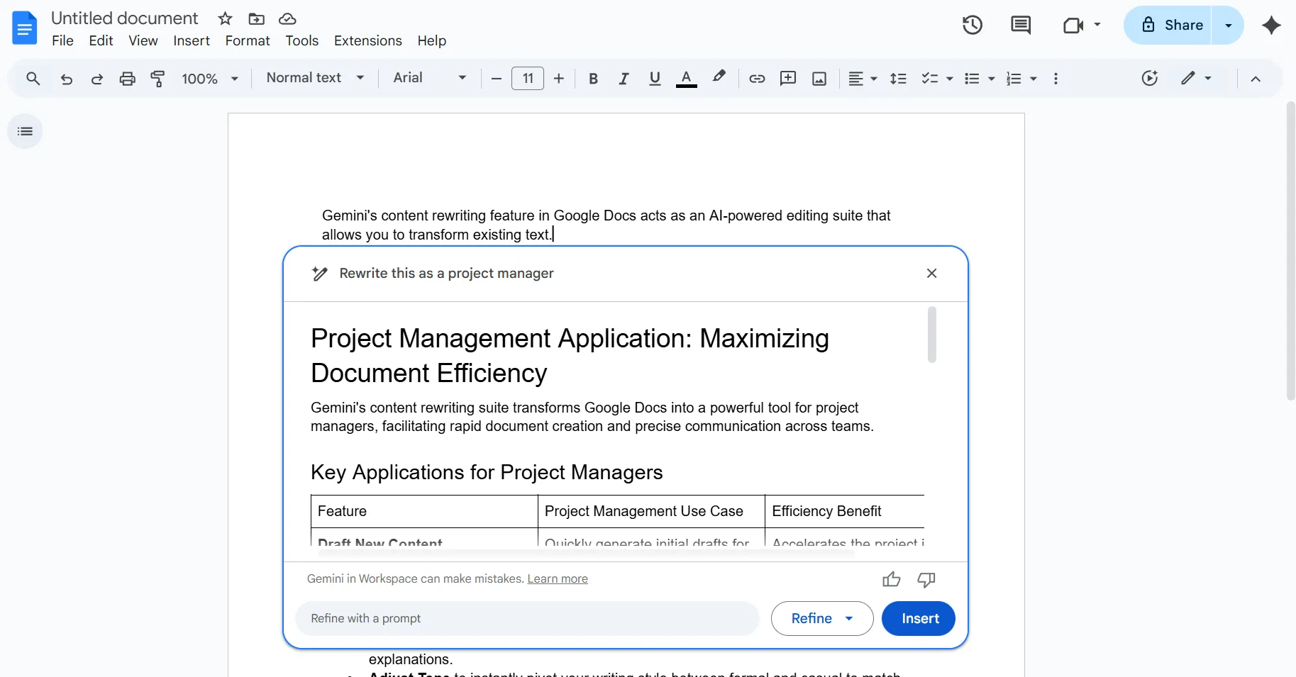 Cómo reescribir contenido con Gemini