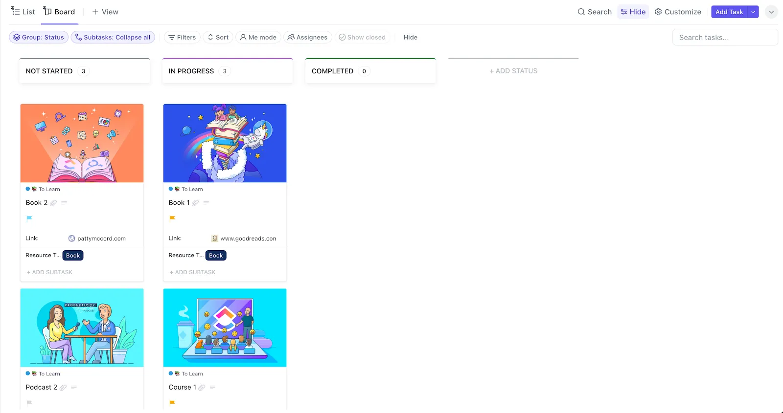 Mẫu năng suất cá nhân ClickUp