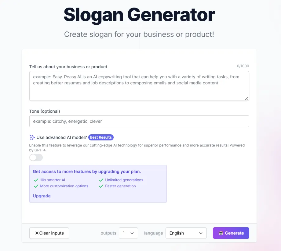 Easy-Peasy.AI: Generator Slogan AI