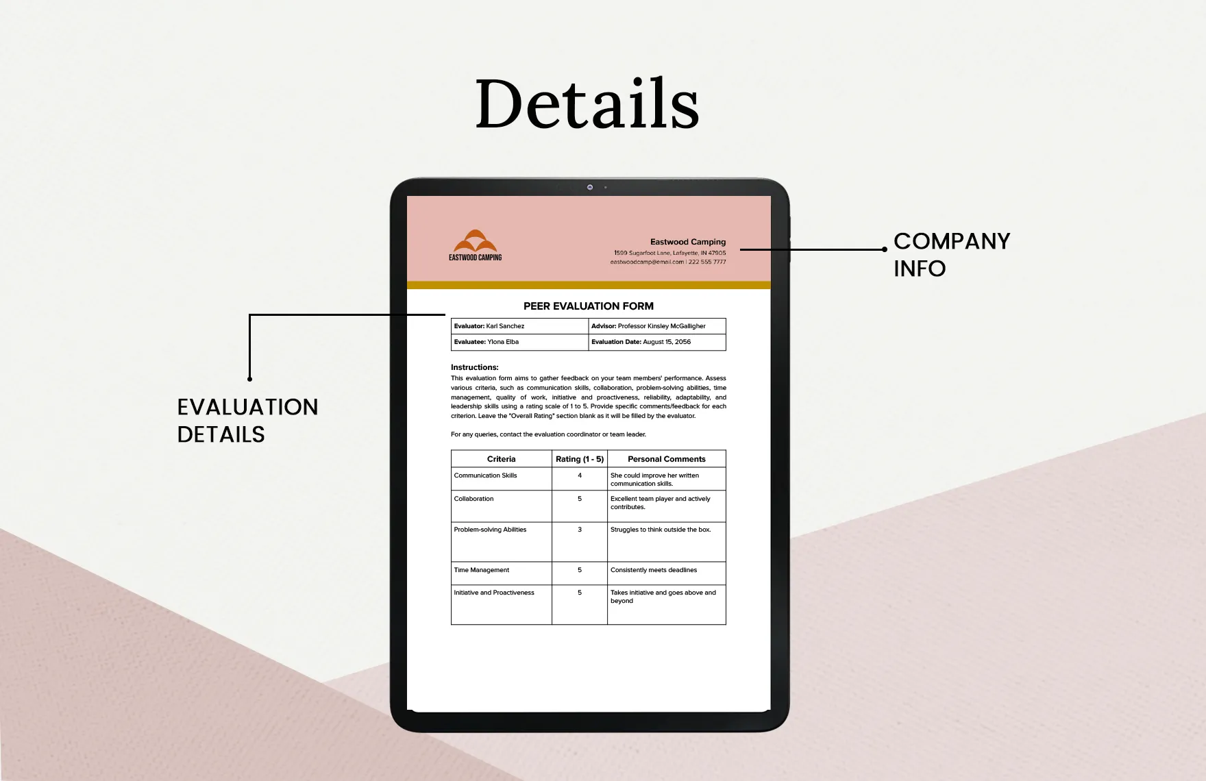 Modèle de formulaire d'évaluation par les pairs par Template.net