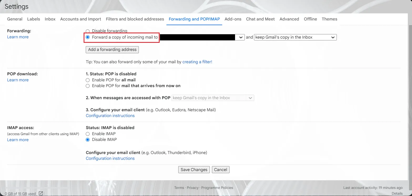 Imposta le impostazioni di inoltro in Gmail