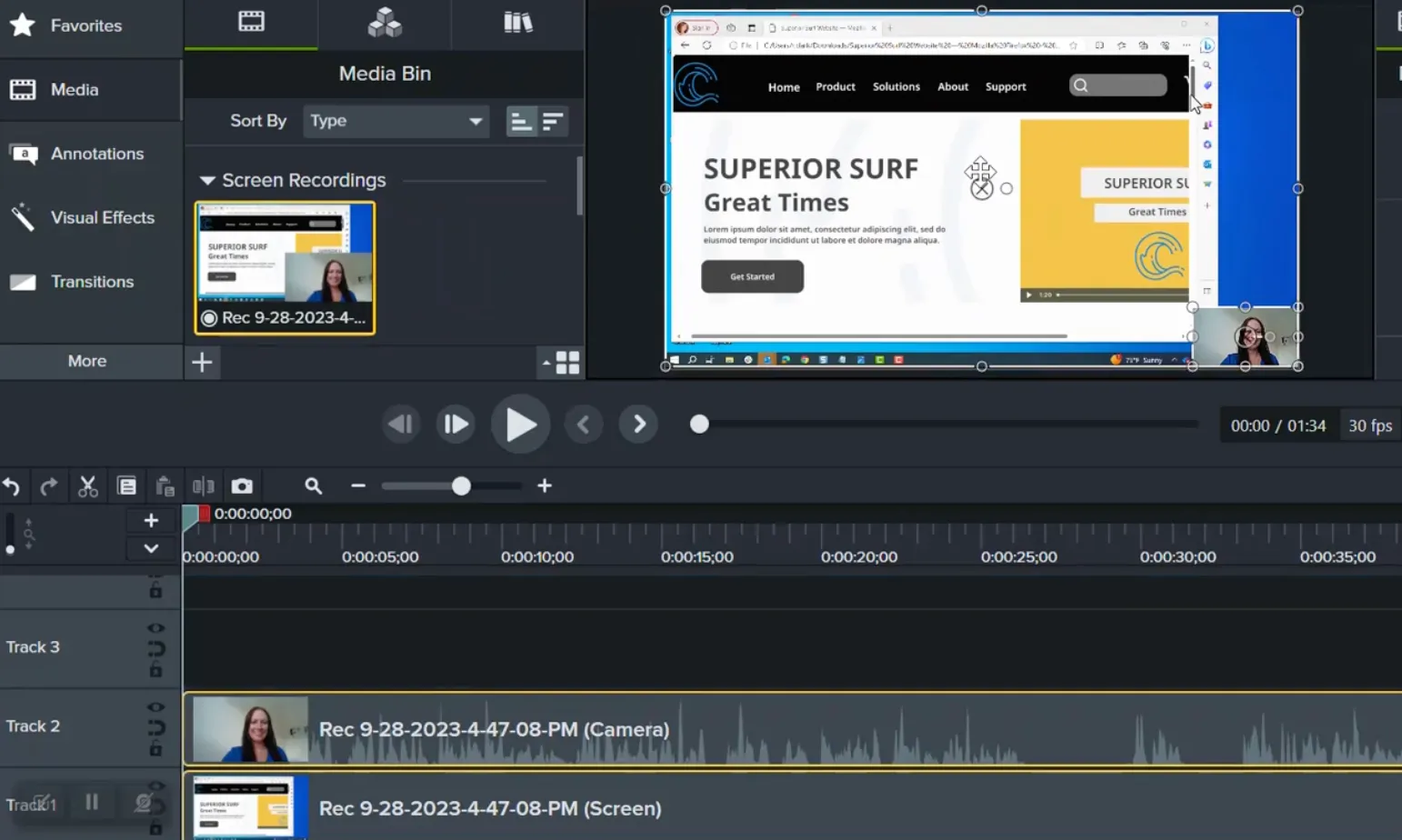 vía Camtasia