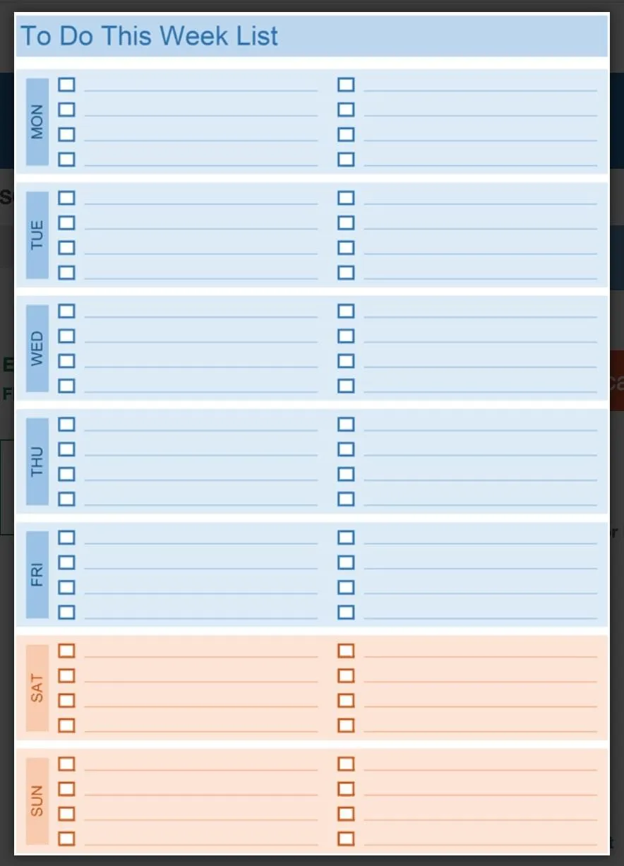 Modelo de lista de tarefas diárias do Excel da Spreadsheet123