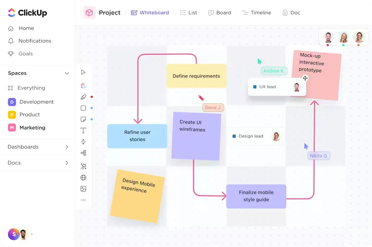 Solução de design da ClickUp para equipes