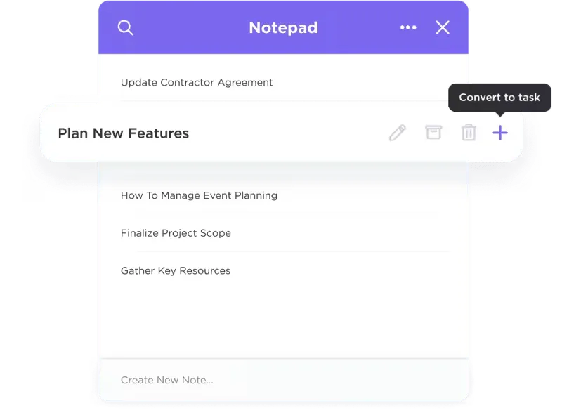 ClickUp Notepad: การสอบถามเชิงบริบท