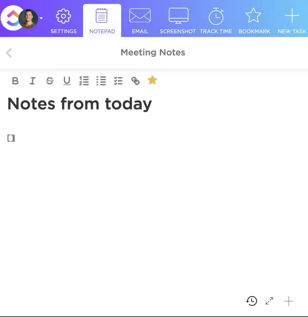 Blocco note ClickUp