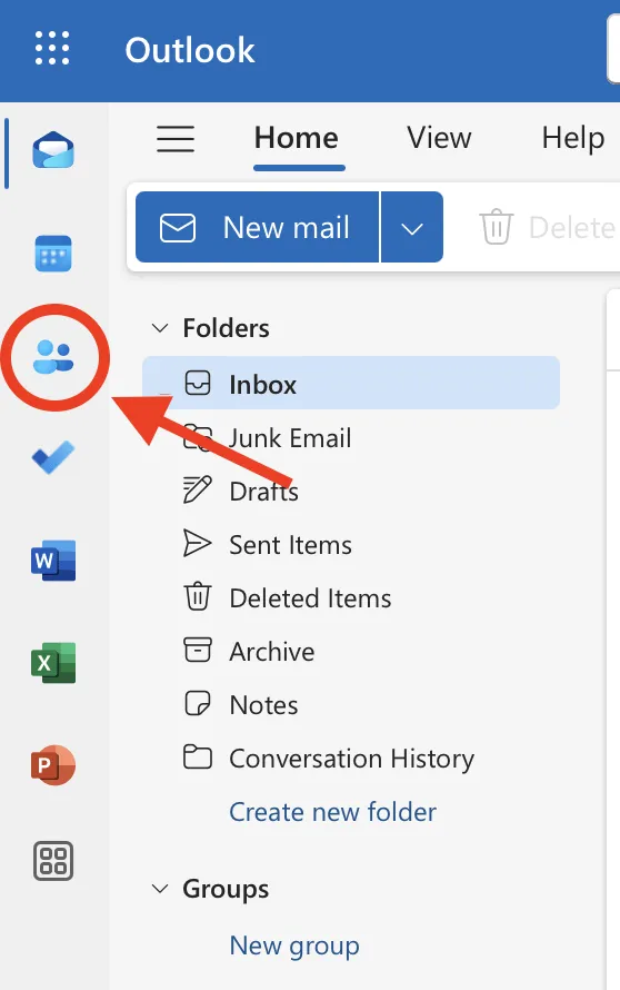 Icono de personas en Outlook