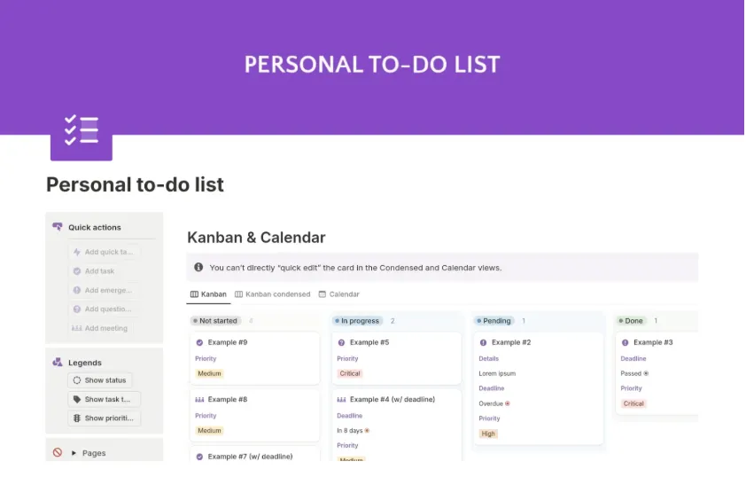 Template Daftar Tugas Pribadi Tanpa Grafik: template daftar tugas Notion