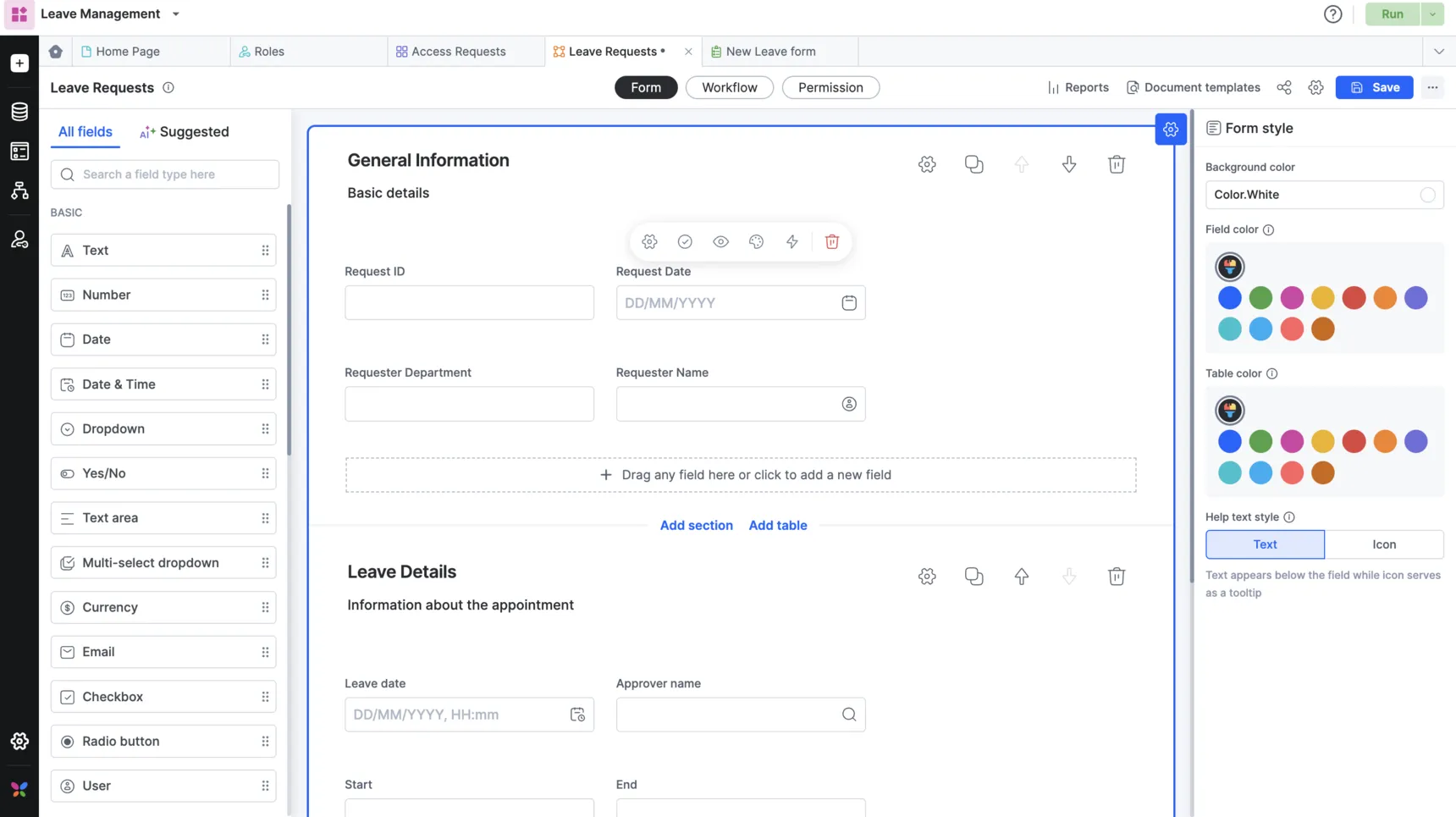 Creación de formularios de proceso en Kissflow, un software de gestión de la recepción de proyectos