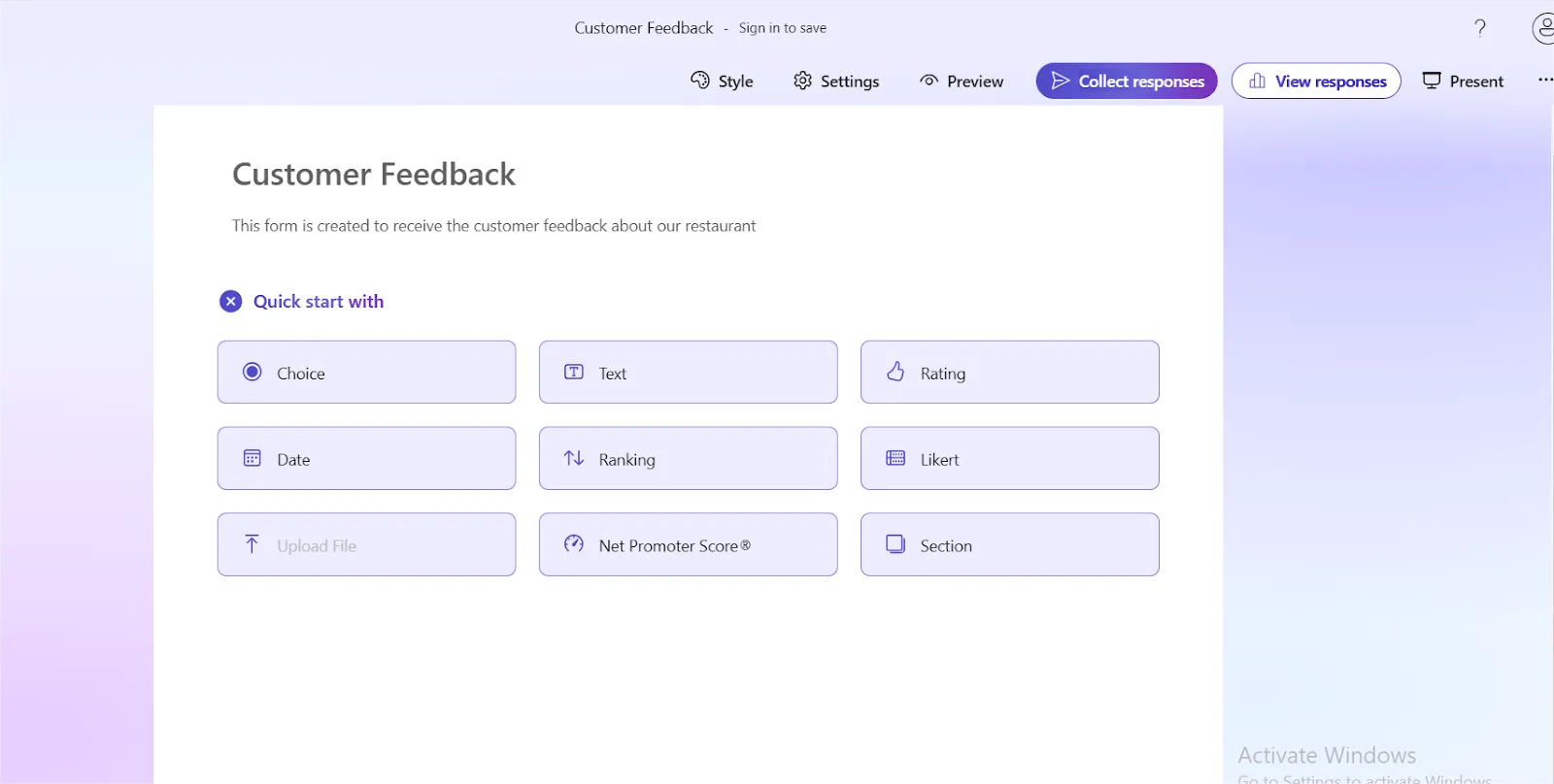Añadir preguntas a su formulario: Cómo crear una encuesta en Microsoft Forms