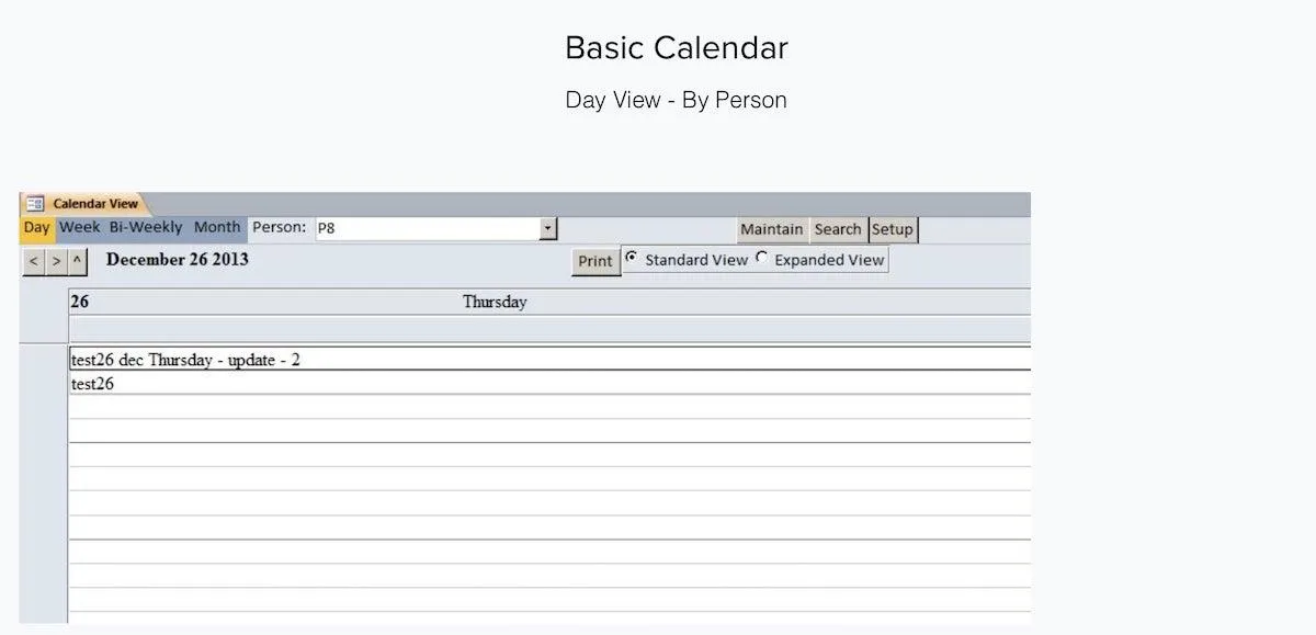 Modèle de base de données de planification du calendrier MS Access par Access Templates