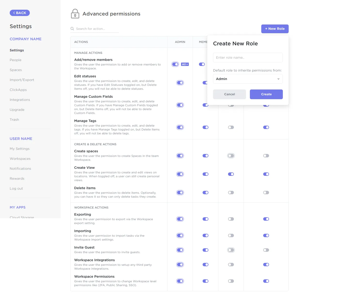 ClickUp permissions