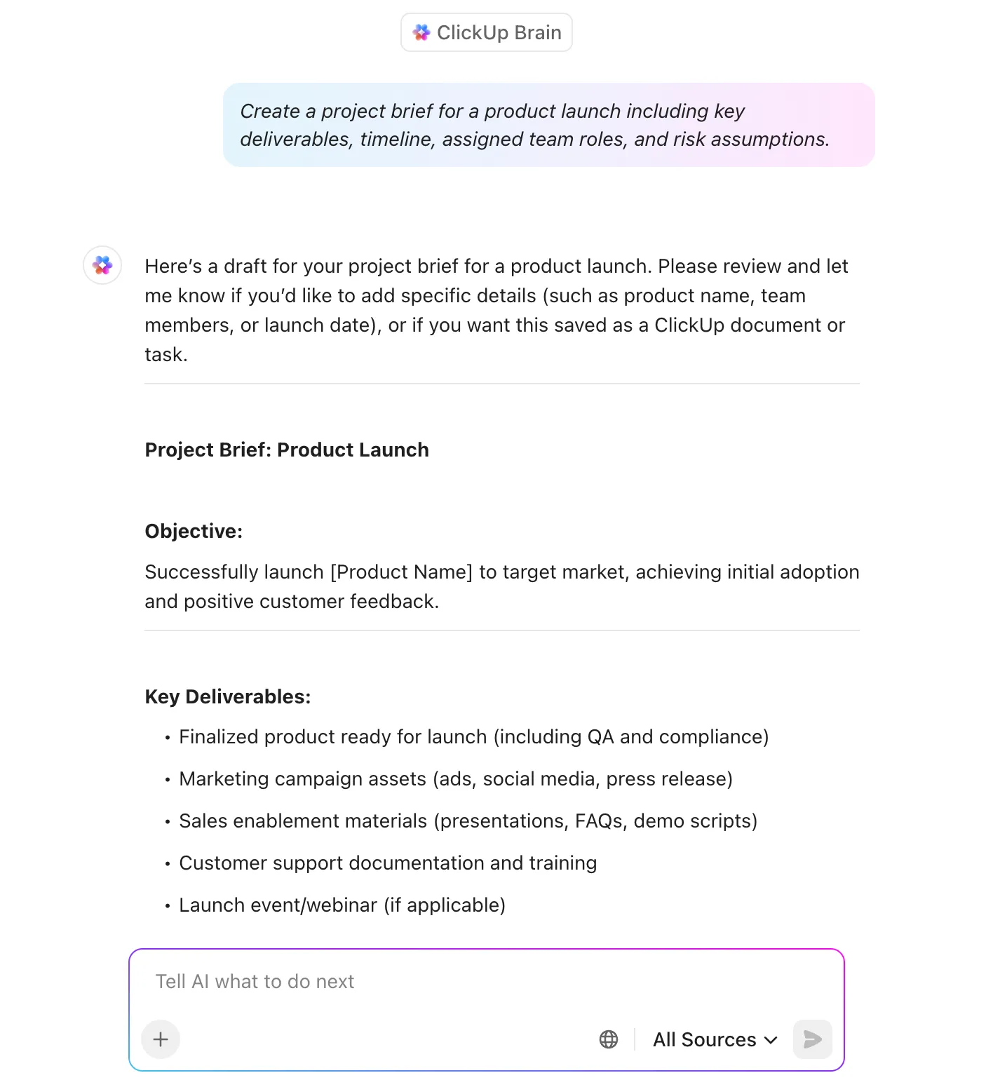 ClickUp Brain: projectefficiëntie