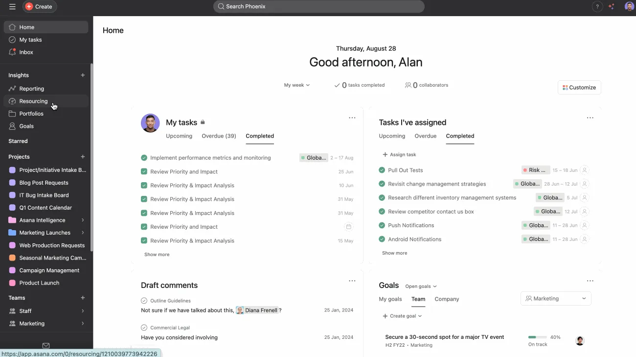 Asana: Herramientas inteligentes para equilibrar la carga de trabajo